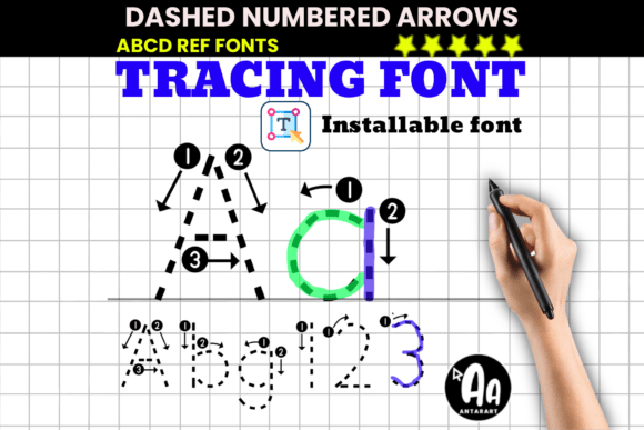 Abcd Ref Dashed Arrows Numbers: A Font for Classroom Creators
